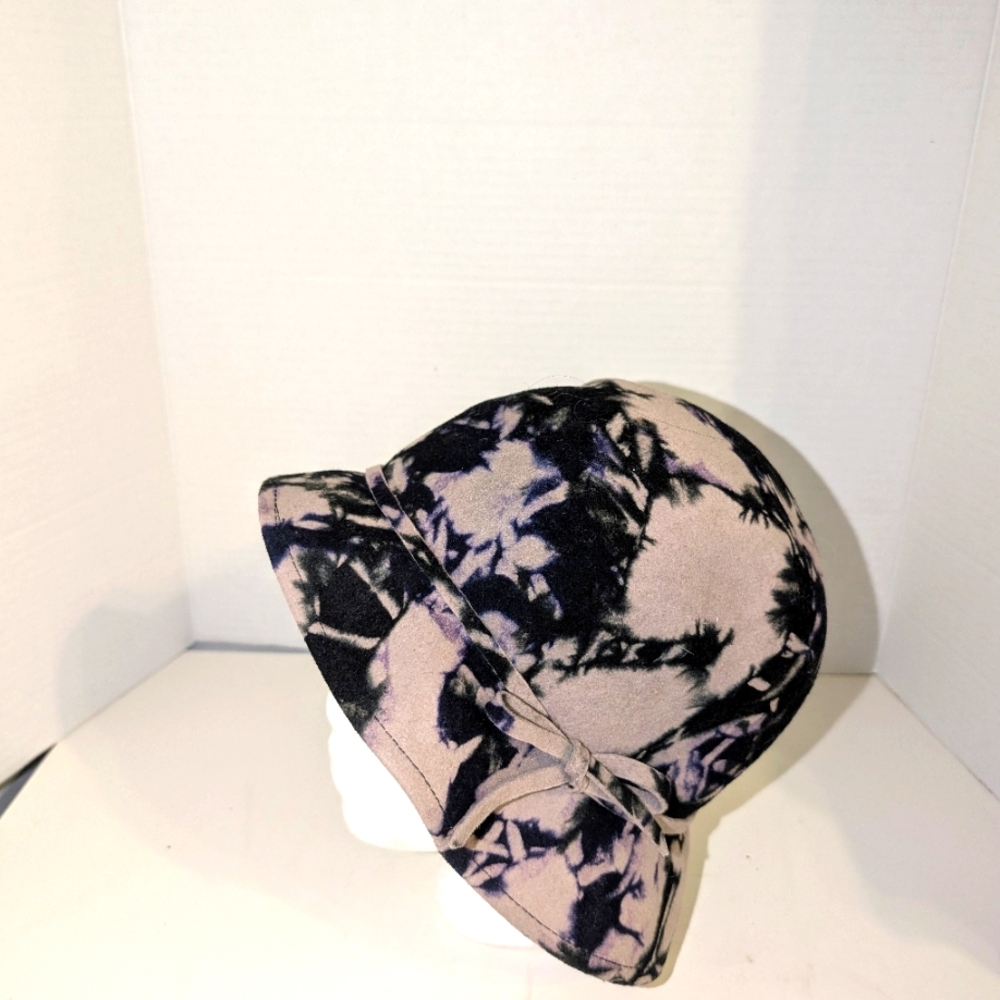 Nordstrom‎ Lilac &Black Wool Mushroom Bucket Hat With Side Bow - Picture 2 of 7